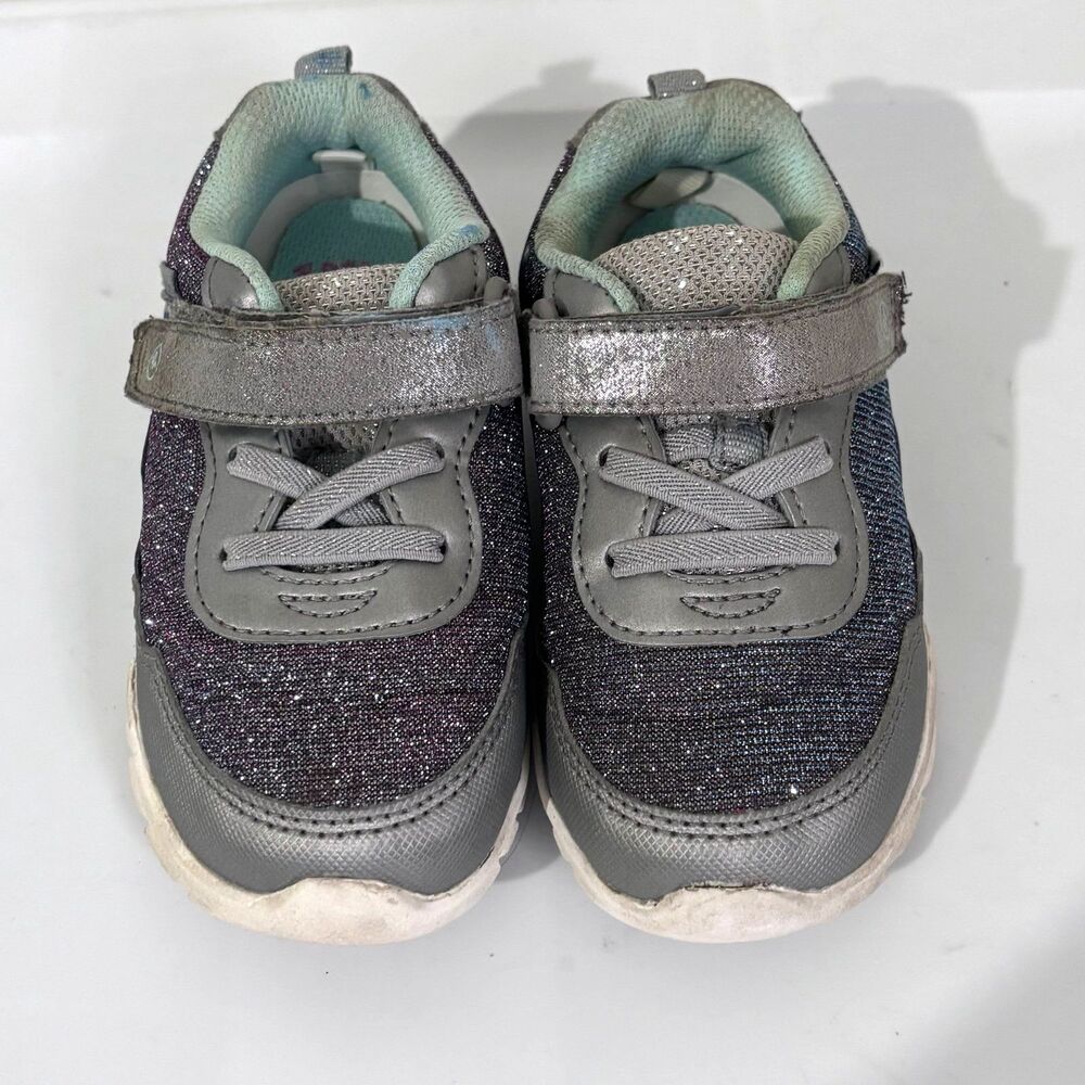 Stride Rite 360 Kyla Girls Silver Glitter Mesh Athletic Sneakers Shoes Size 8 W